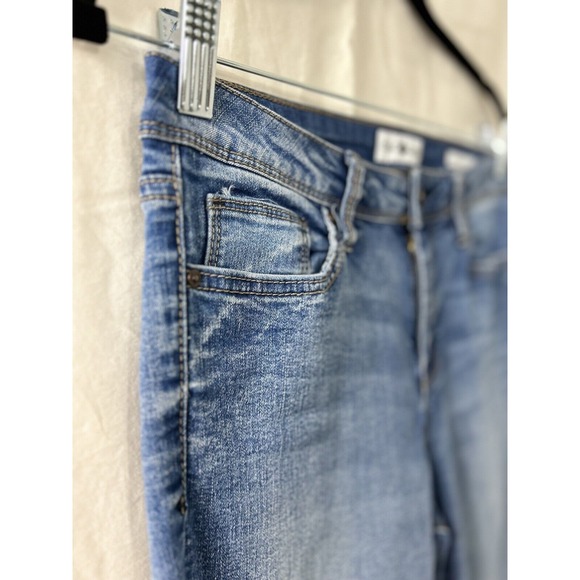 Black Daisy Kate Straight Leg Womens Size 7/28 Jeans Bright Indigo‎ Wash Raw Hem - Picture 2 of 11